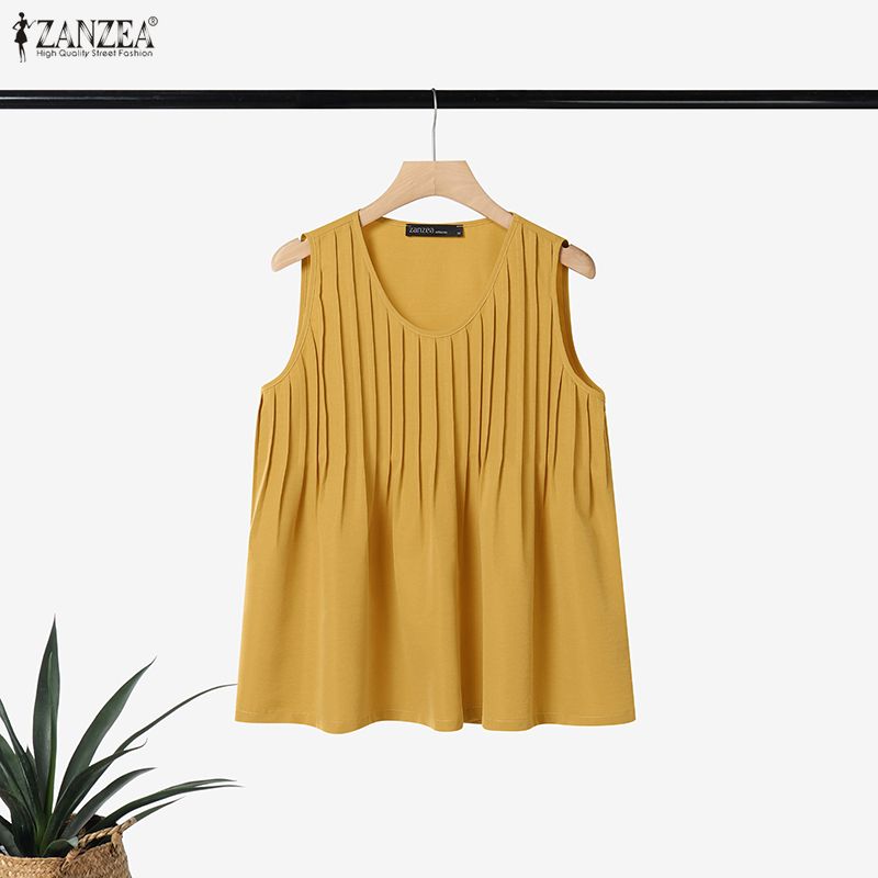 ZANZEA-Top sin mangas con vola - Summer Clothing For Plus Size Women reseña y precio
