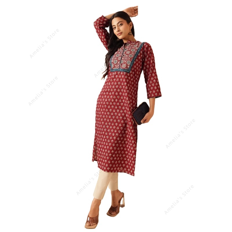 Kurta Étnica con Estampado Flo - Summer Clothing India reseña y precio