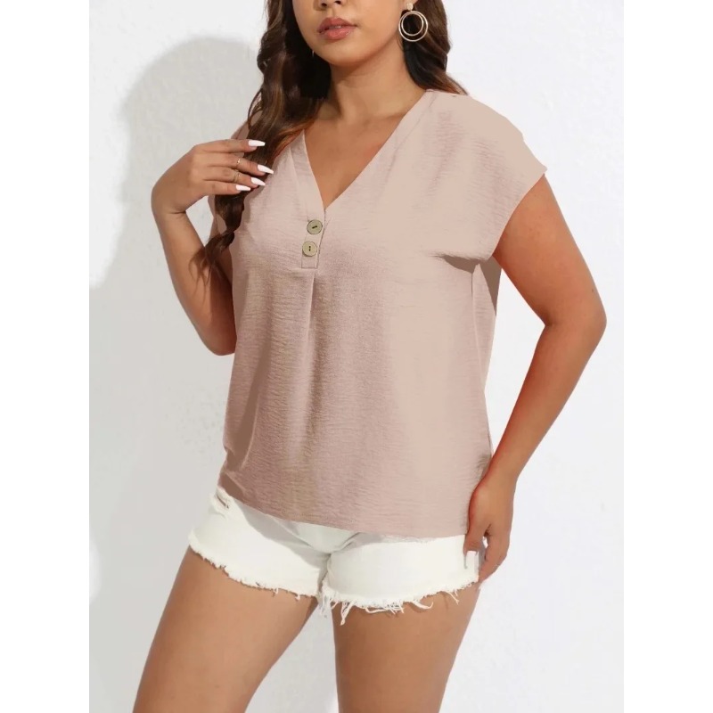 Camiseta informal con cuello e - Summer Clothing For Plus Size Women reseña y precio