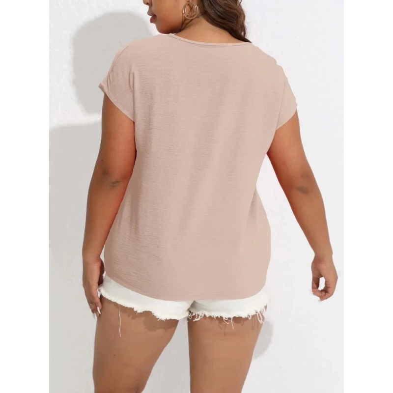 Camiseta informal con cuello e - Summer Clothing For Plus Size Women reseña y precio