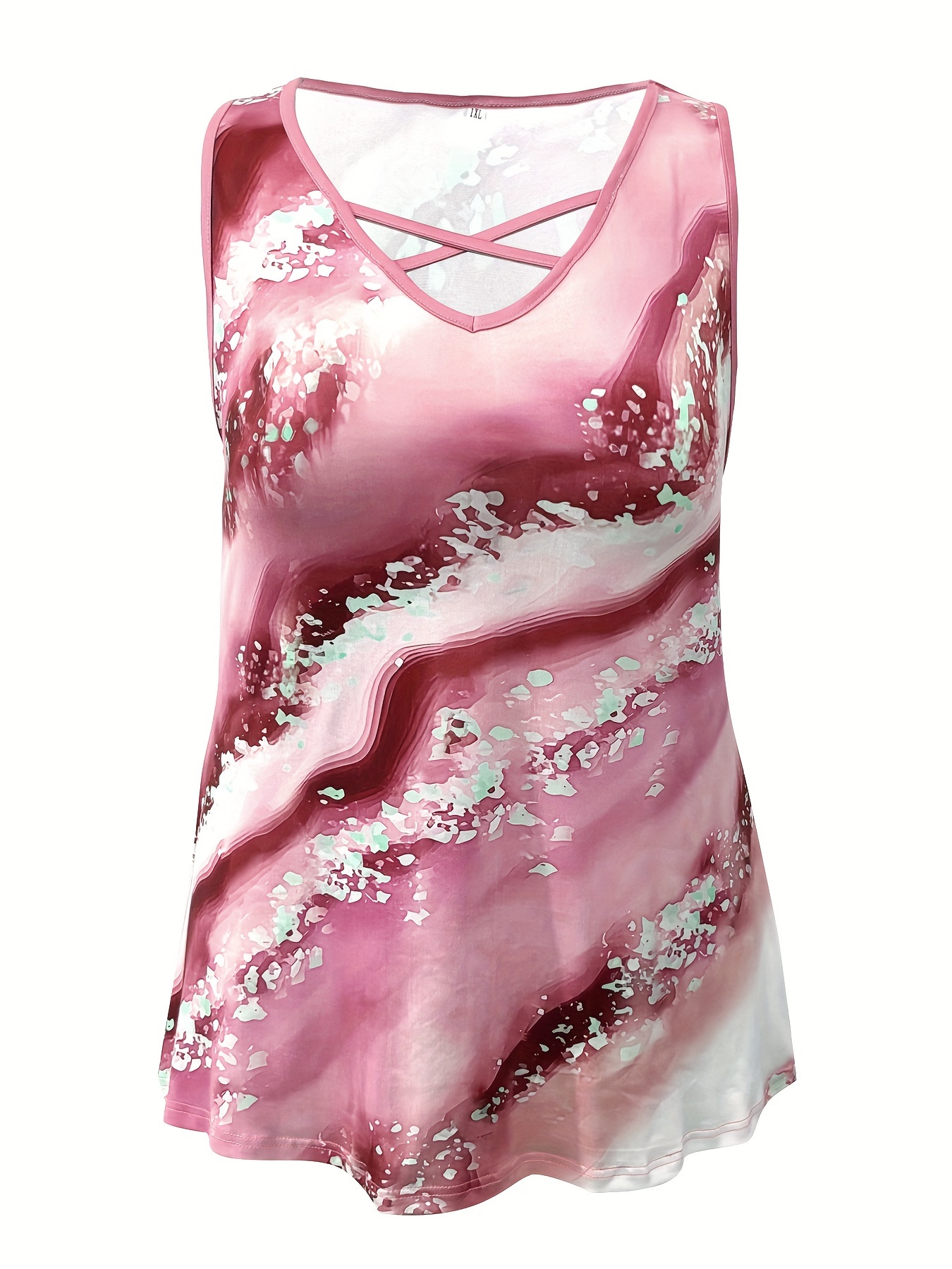 Camiseta sin mangas con estamp - Summer Clothing For Plus Size Women reseña y precio