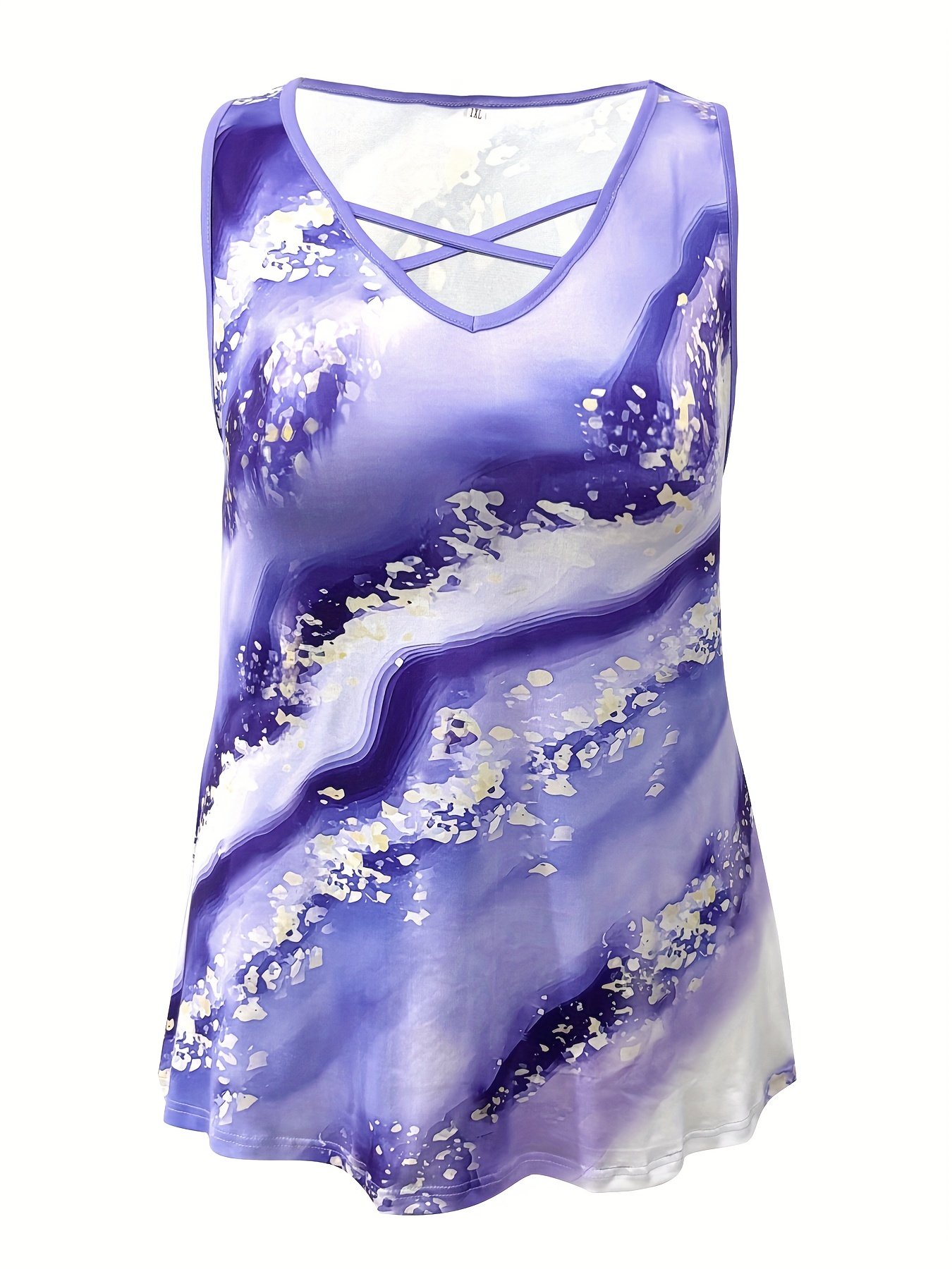 Camiseta sin mangas con estamp - Summer Clothing For Plus Size Women reseña y precio